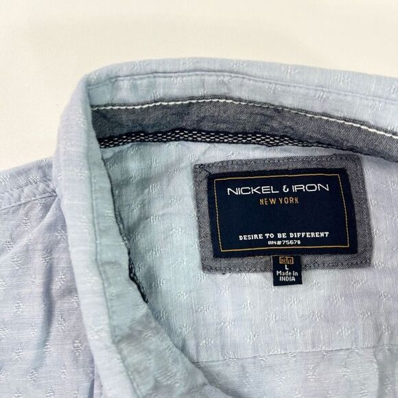 Nickel & Iron New York Shirt Mens Large Sky Short-Sleeve Button-Down Tee NWT - Picture 3 of 10